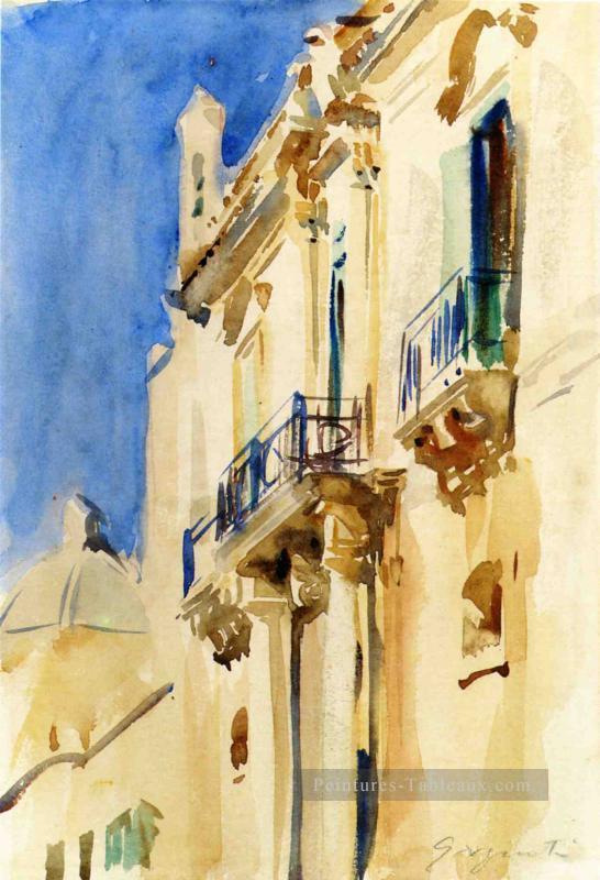 Façade d’un Palazzo Girgente Sicile John Singer Sargent aquarelle Peintures à l'huile